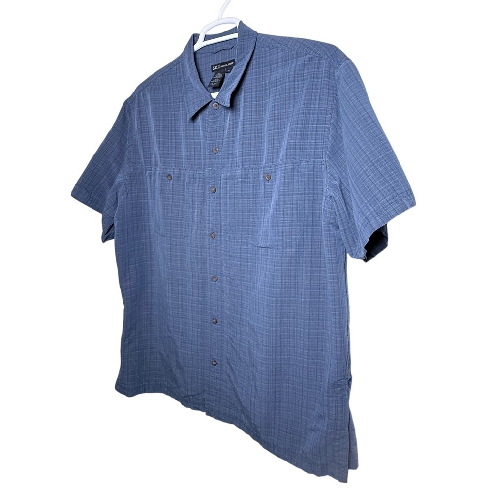 5.11 Tactical Blue Conceal Carry‎ Short Sleeve Button Shirt Mens XL Textured - Picture 4 of 9